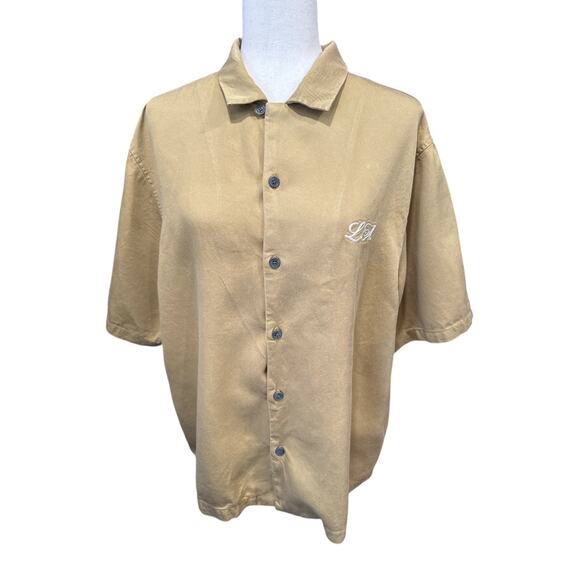 PacSun Echo Park Embroidered Gold Bowling Camp Shirt M - Picture 2 of 11